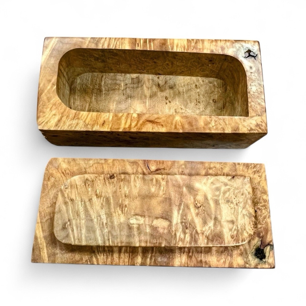 Vintage Michael Elkan Studio Crafted Burl Wood Lidded 5.75"‎ Trinket Jewelry Box - Picture 8 of 16